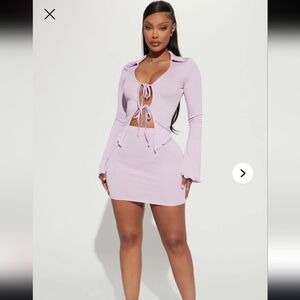 Fashion Nova BRB Blushing Mini Skirt Set - Lavender Sz Medium